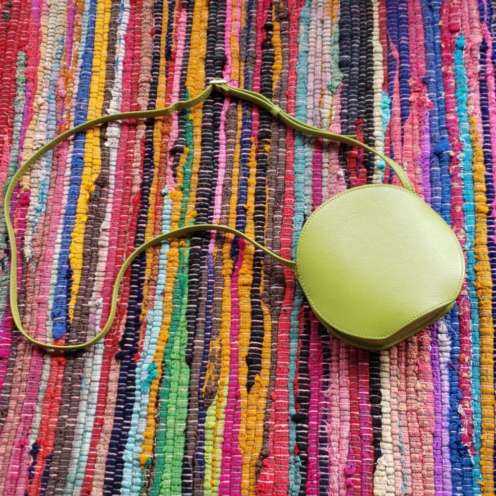 Green Leather mini crossbody purse